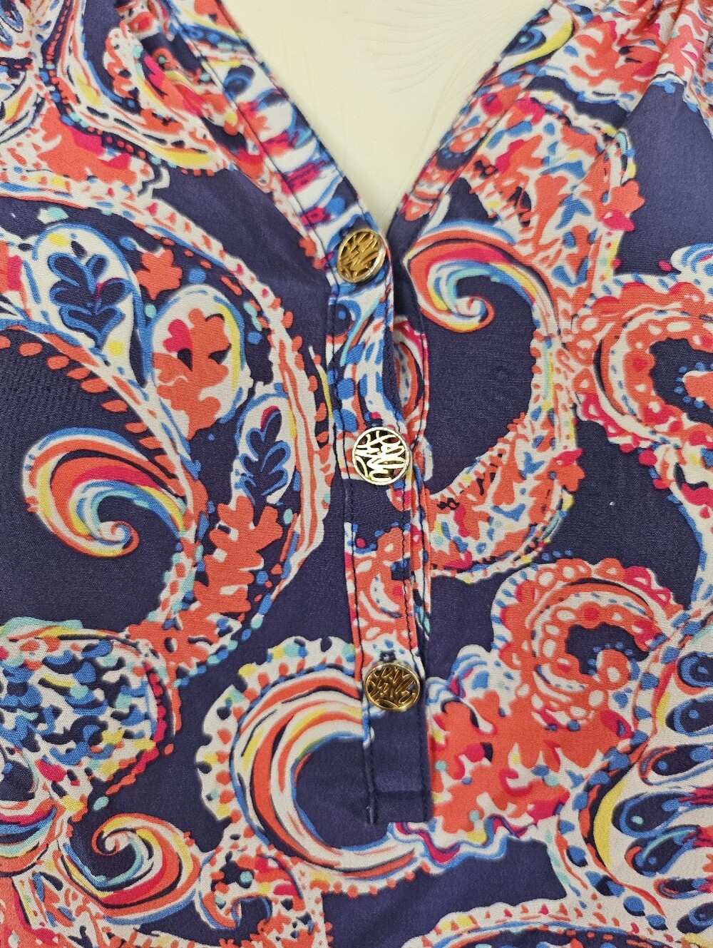 Lilly Pulitzer Women's S Red Elsa For The Halibut Silk Paisley Peasant Blouse - Picture 3 of 11